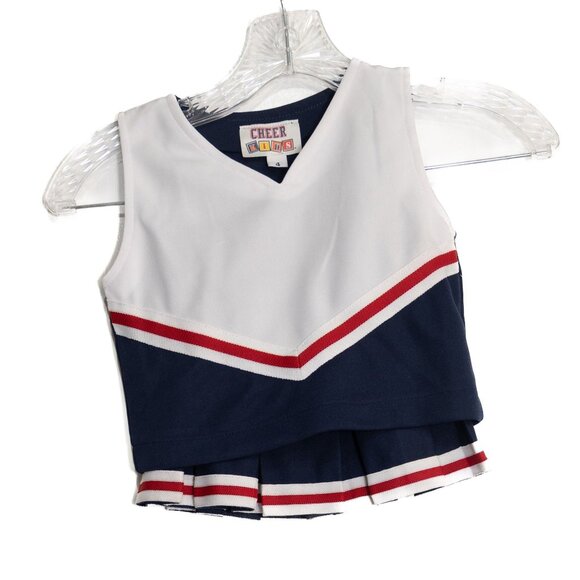 Cheer Kids Size 4 Girls Navy & White Cheerleading Outfit With Red Stripe Youth - Picture 1 of 6